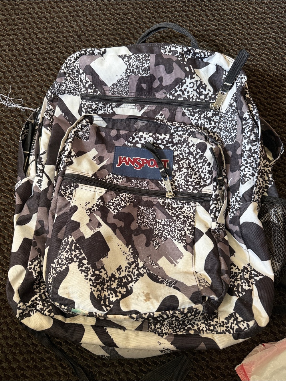 Jansport Black, White & Gray Camo Pattern Backpack